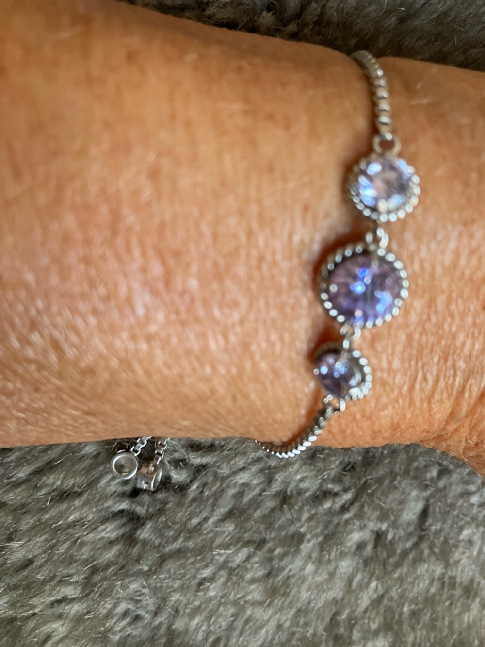 Silver and amethyst bracelet